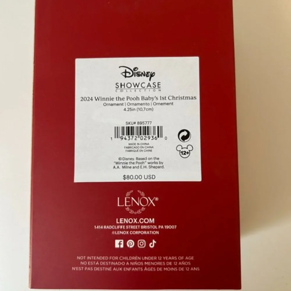 Lenox Disney 2024 Winnie the Pooh Baby's 1st Christmas Ornament NIB 🎄🍯 - Picture 2 of 4